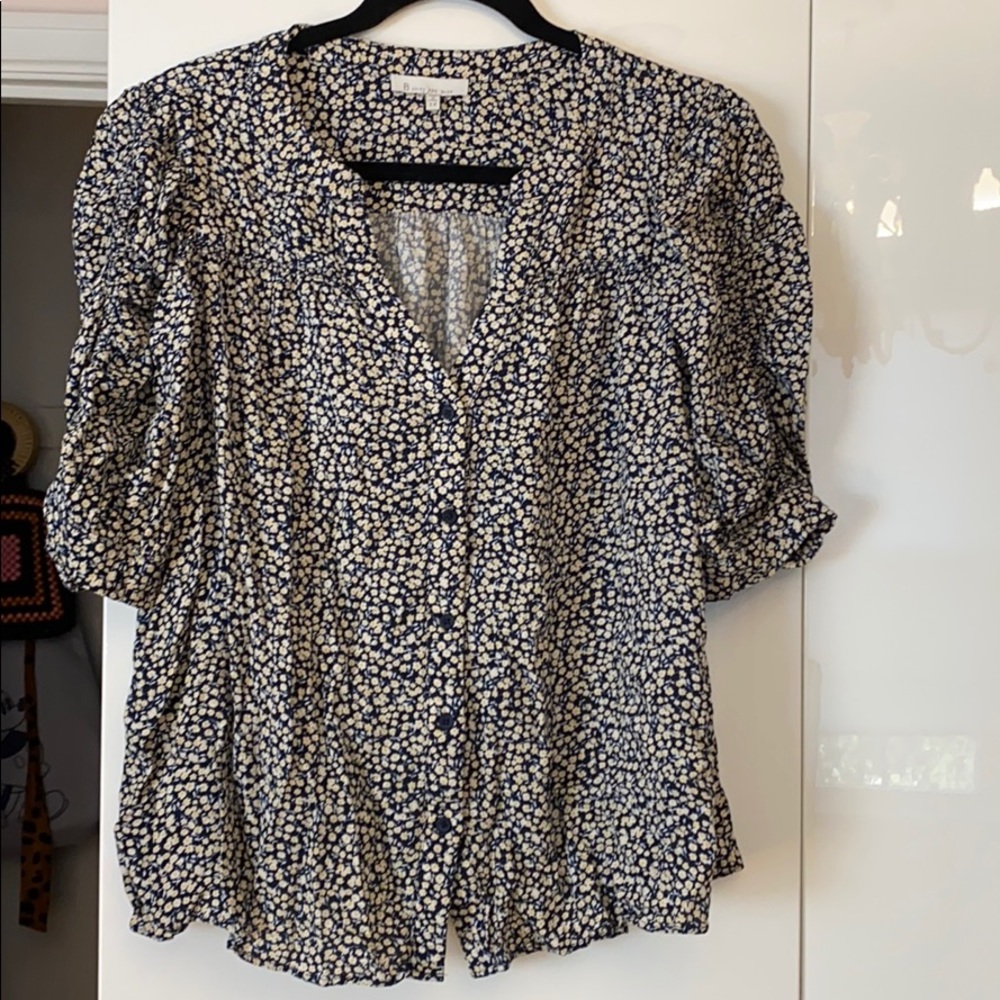 Skies are Blue Ditsy Floral Blouse 1X